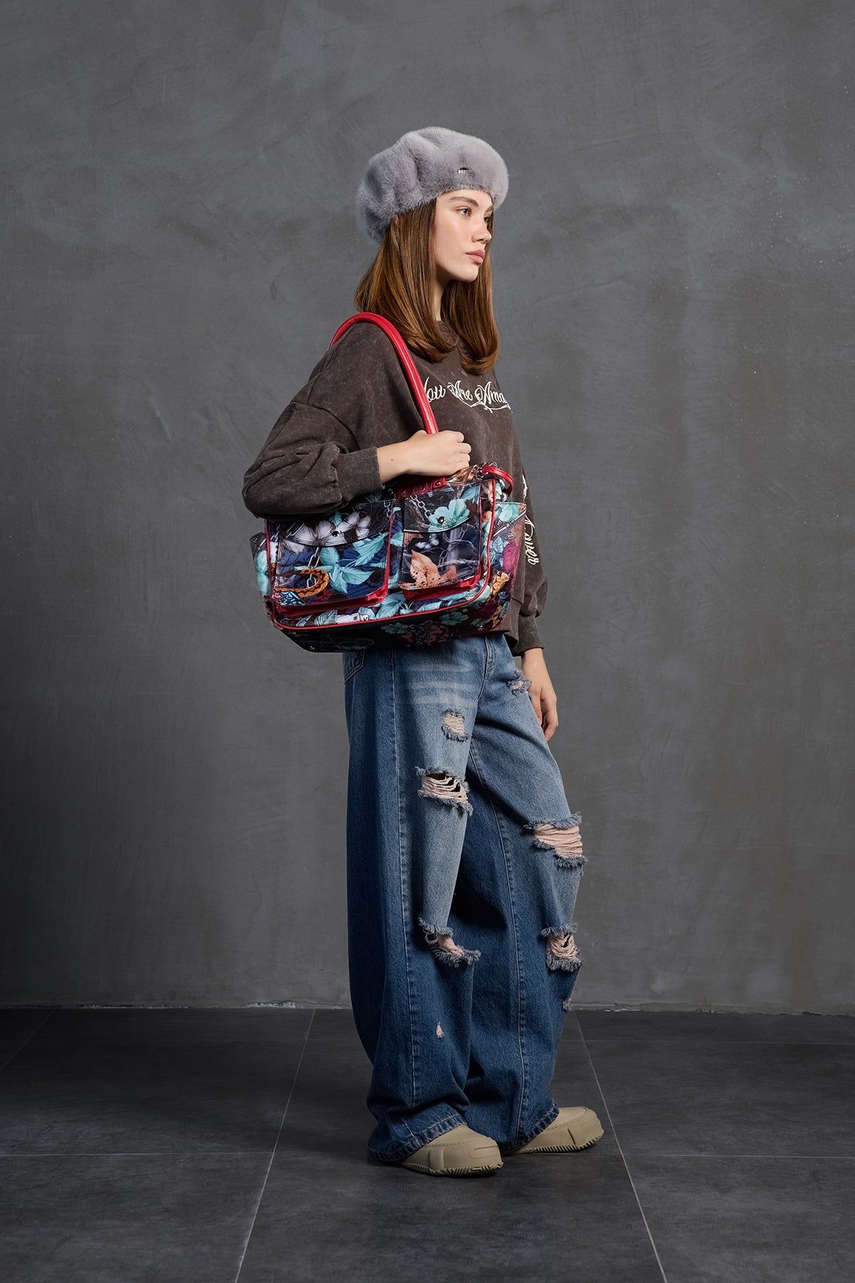 Çok Renkli Cepli Çanta Bona