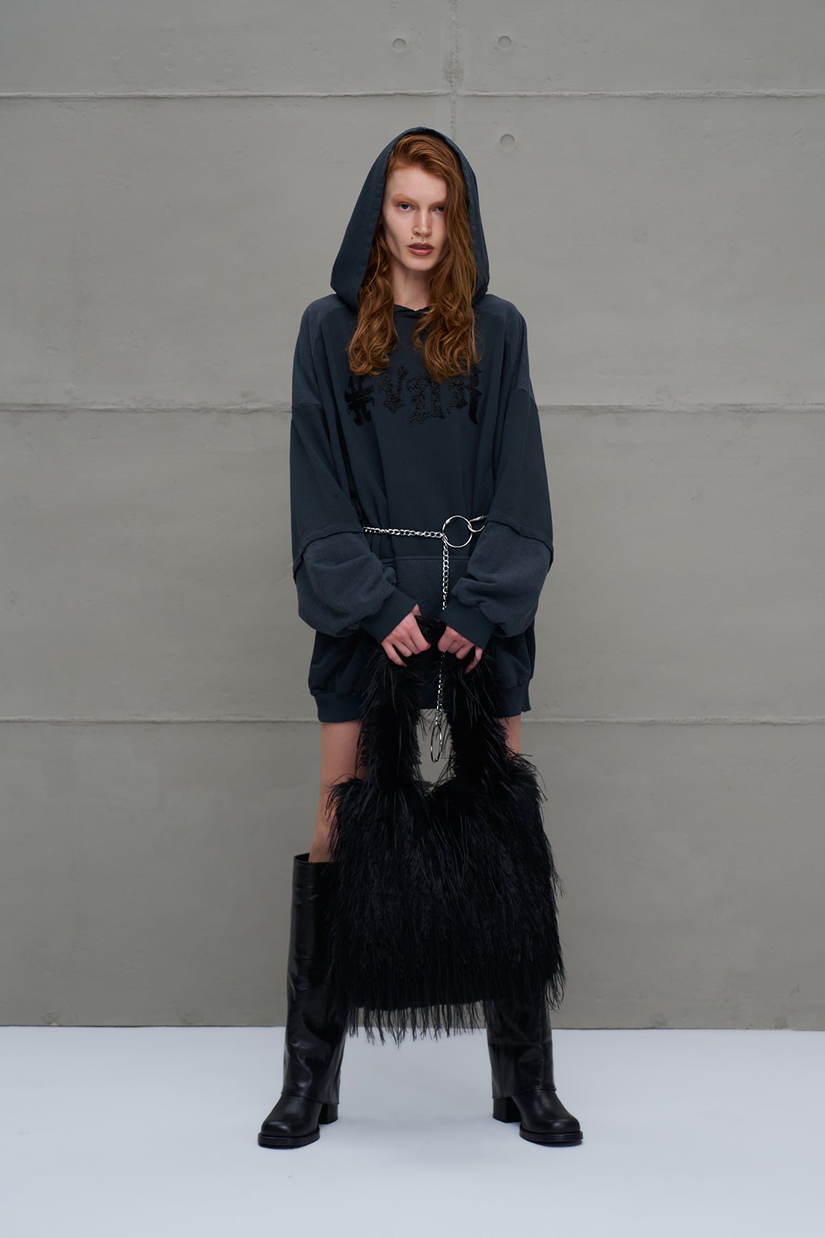 Siyah Tüylü Kürk Görünümlü Çanta Pastel