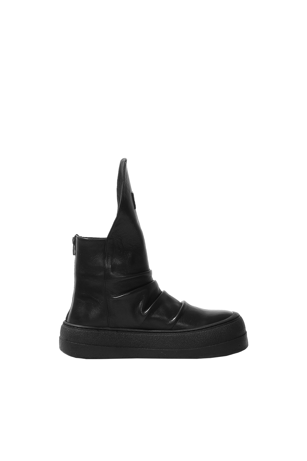 Siyah Kat Detayli Tabanli Deri Bot Pei