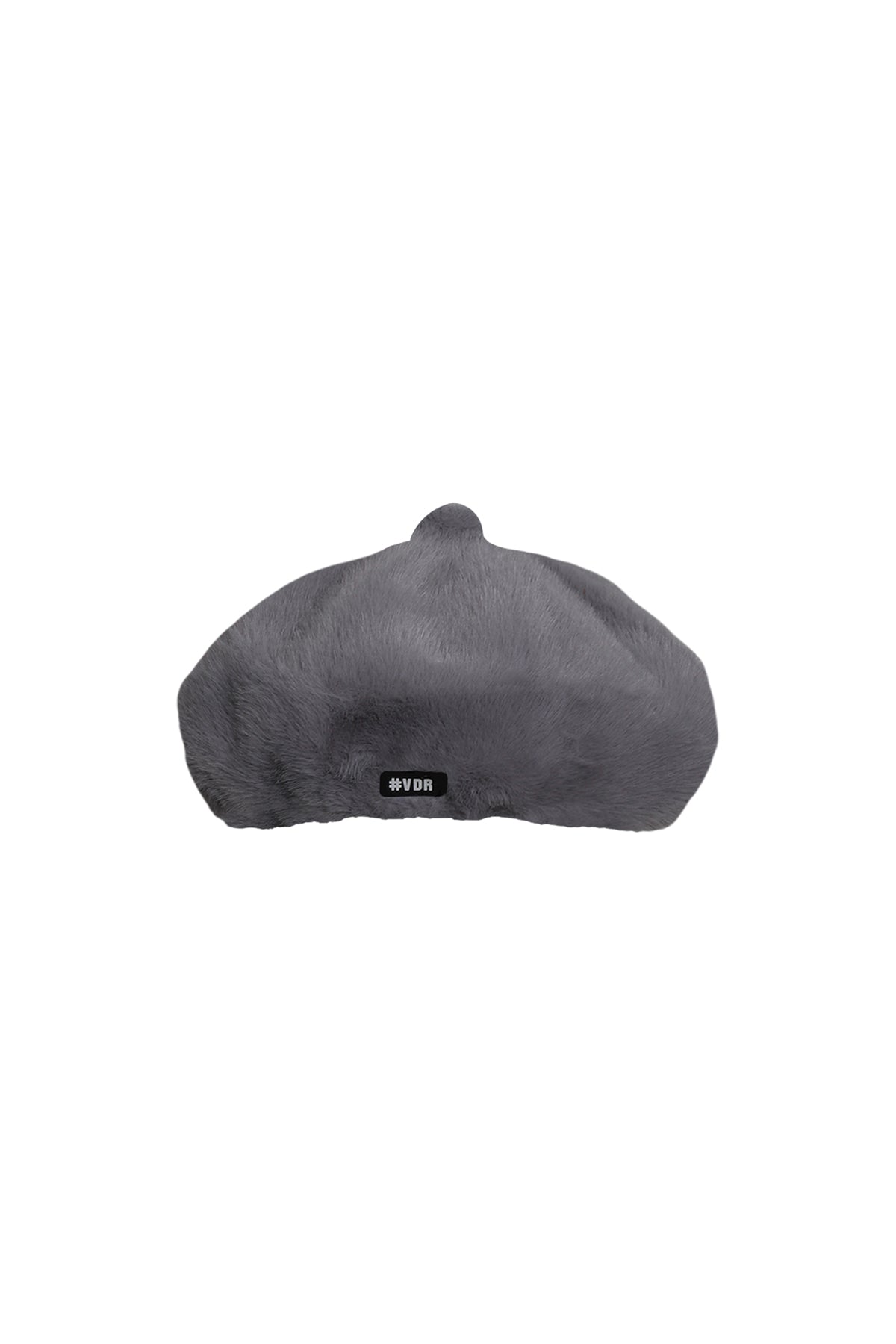 Gri Kürk Görünümlü Beret Sapka Pof