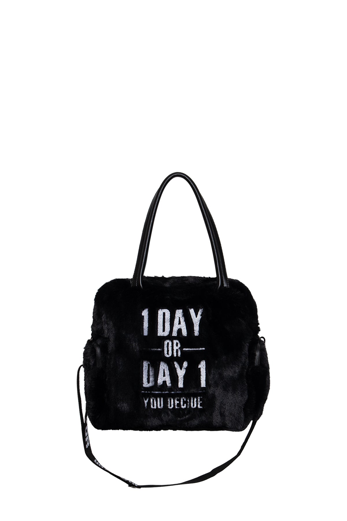 Siyah Kürk Görünümlü Omuz Tote Çanta Porto20