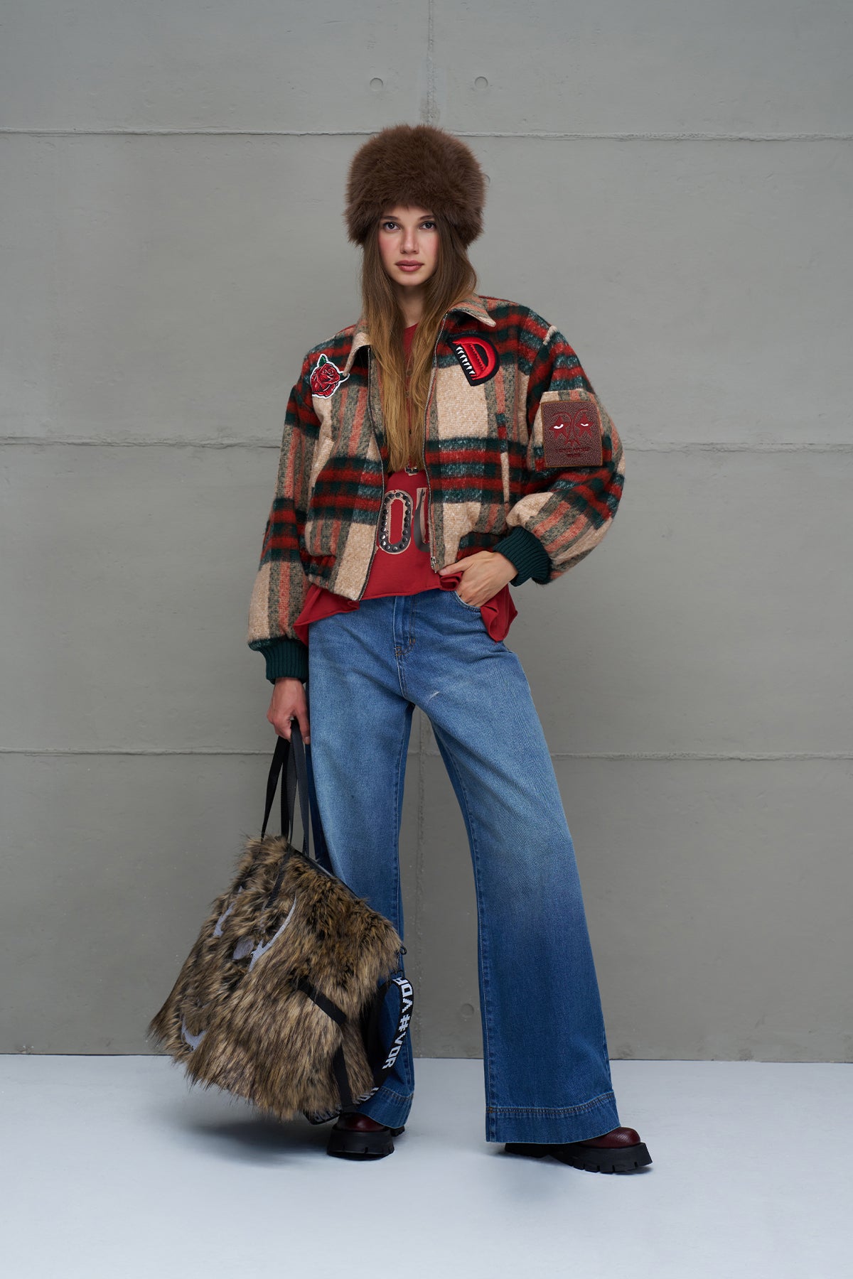 Vizon Kürk Görünümlü Çanta Rambo2