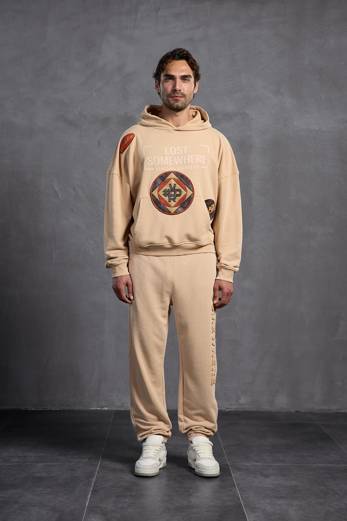 Bej Armalı Kapüşonlu  Sweatshirt 10002