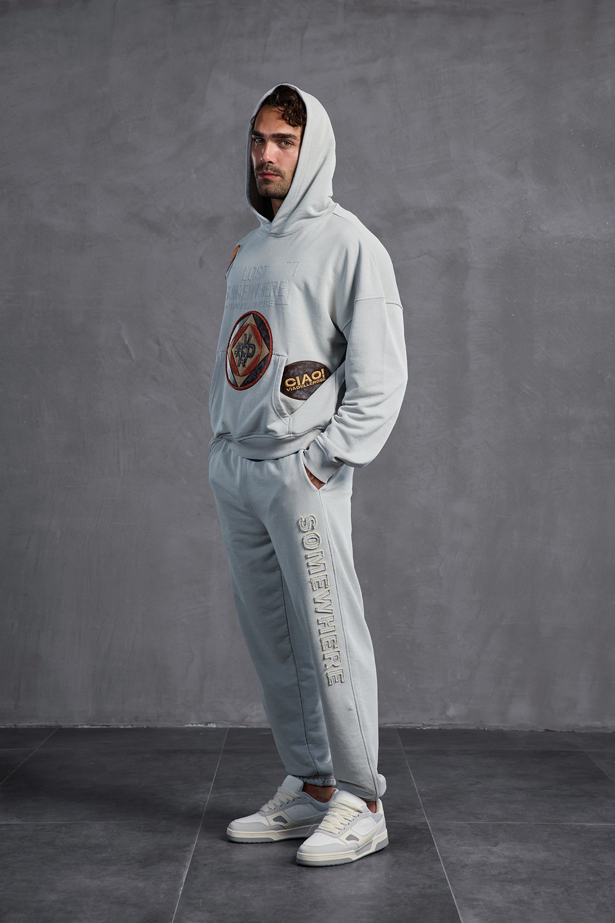 Gri Armalı Kapüşonlu  Sweatshirt 10002