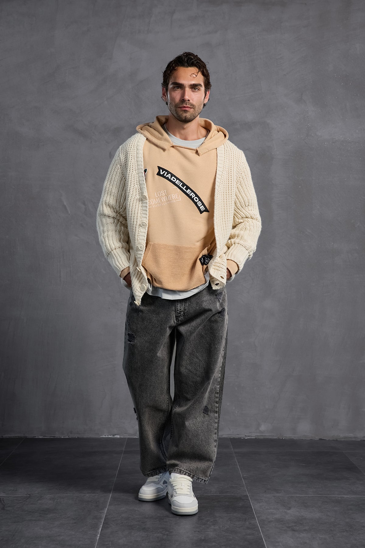 Bej Armalı Kapüşonlu   Sweatshirt 10003