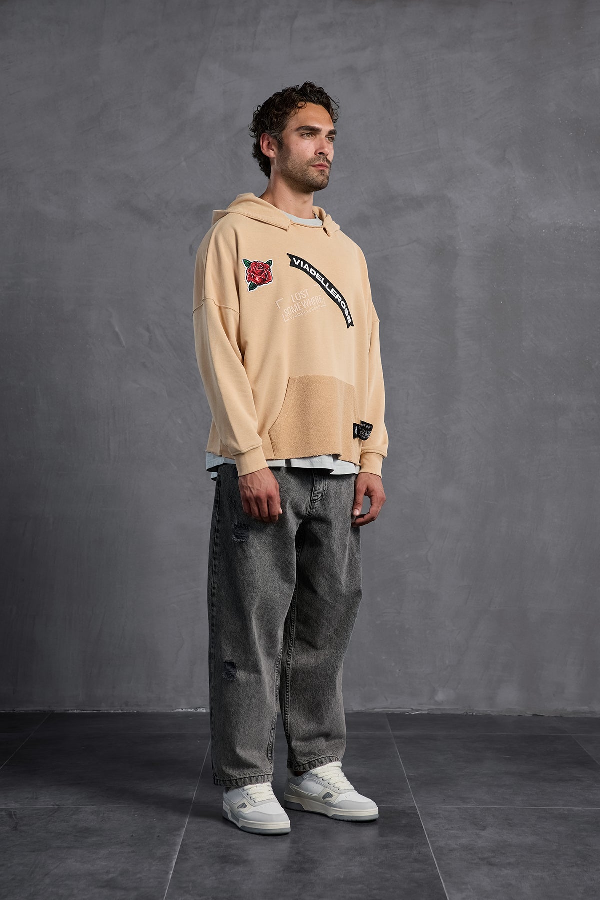 Bej Armalı Kapüşonlu   Sweatshirt 10003