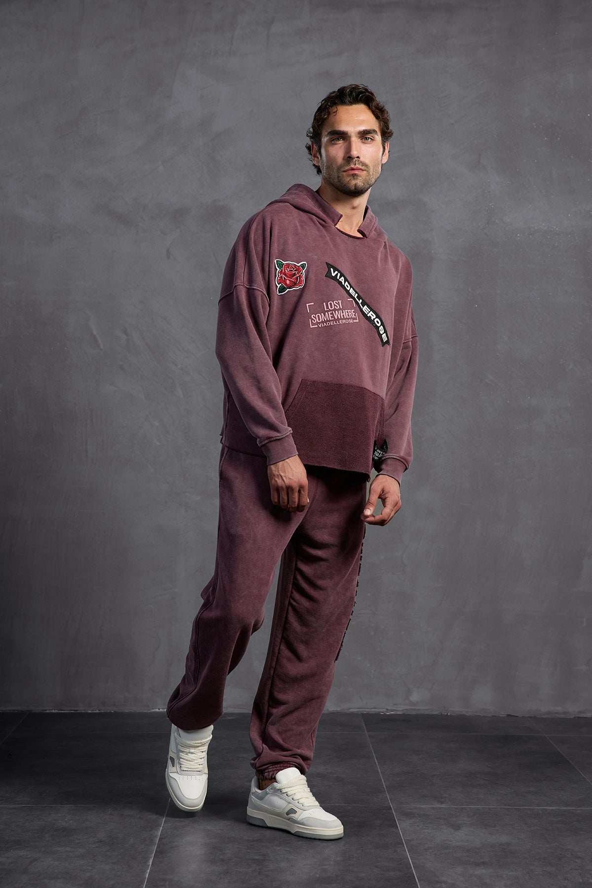 Bordo Armalı Kapüşonlu   Sweatshirt 10003