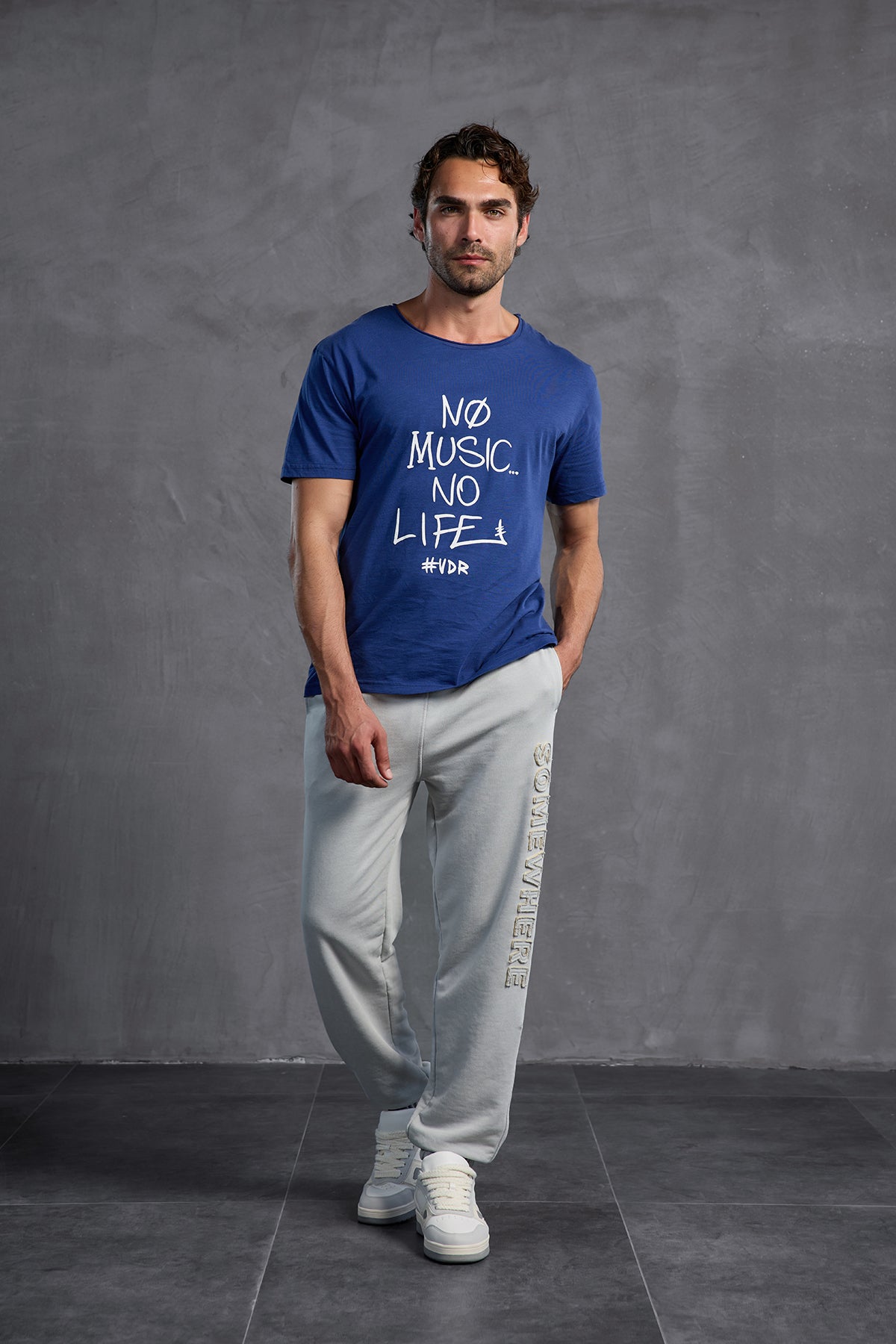 Mavi Bisiklet Yaka Baskılı  T-Shirt 10009