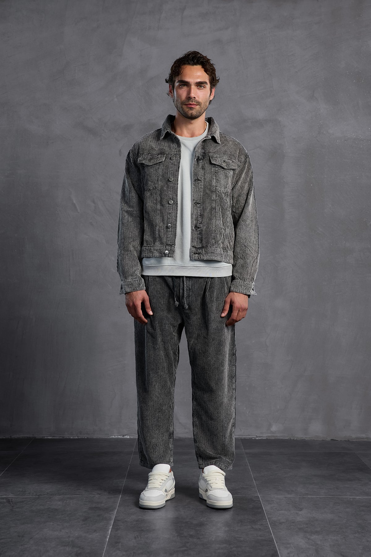 Antrasit Fitilli Kadife  Ceket 10019