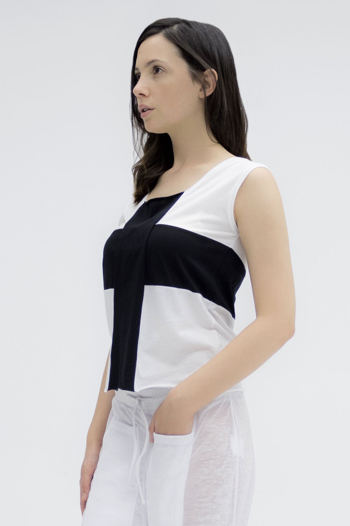 Beyaz Siyah T-shirt 3438