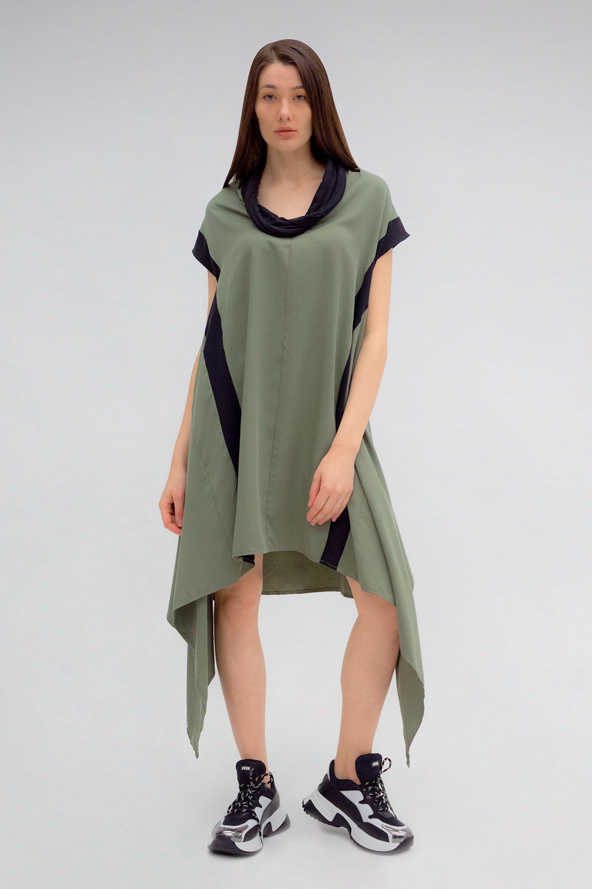 Haki Siyah Elbise 5197