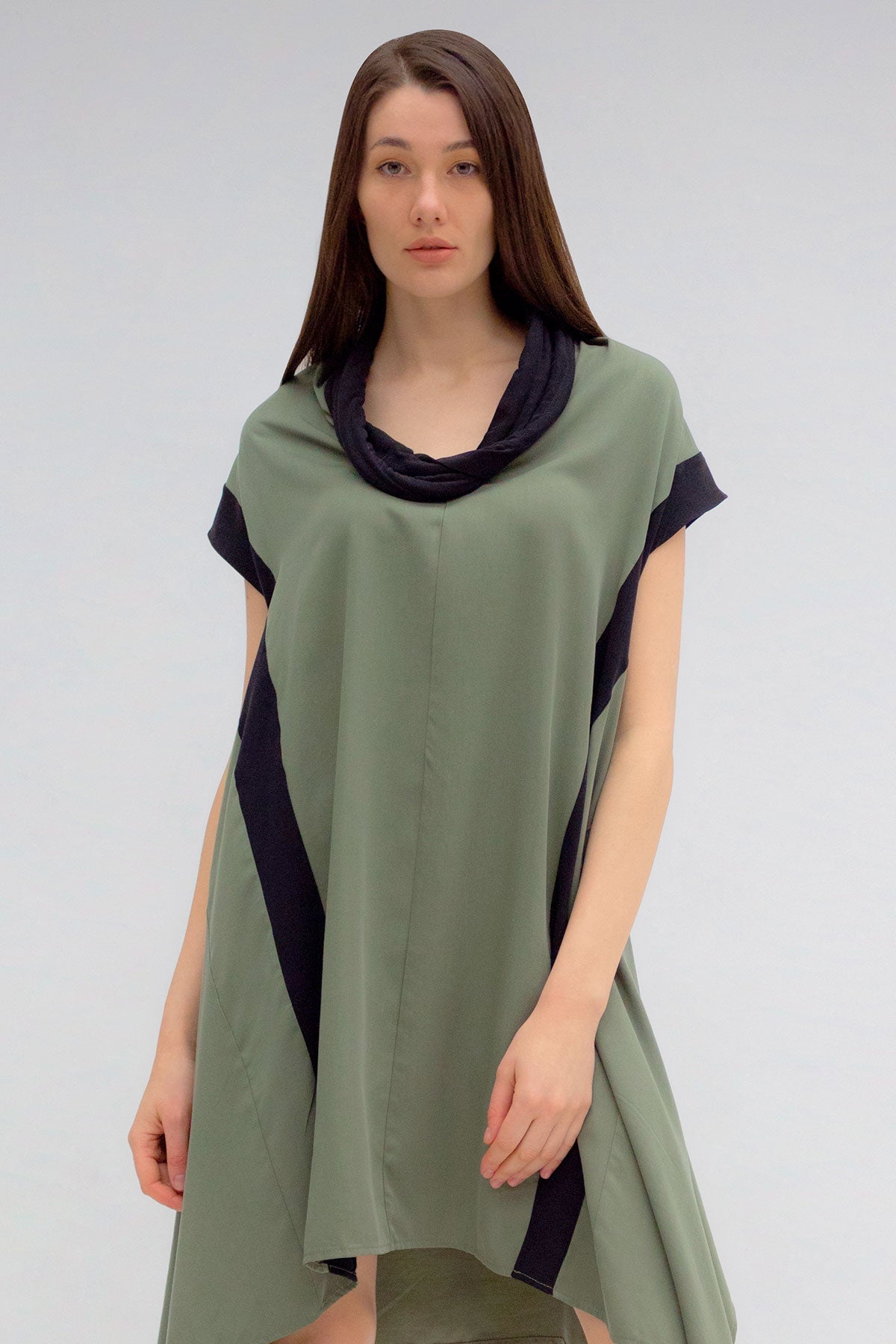 Haki Siyah Elbise 5197