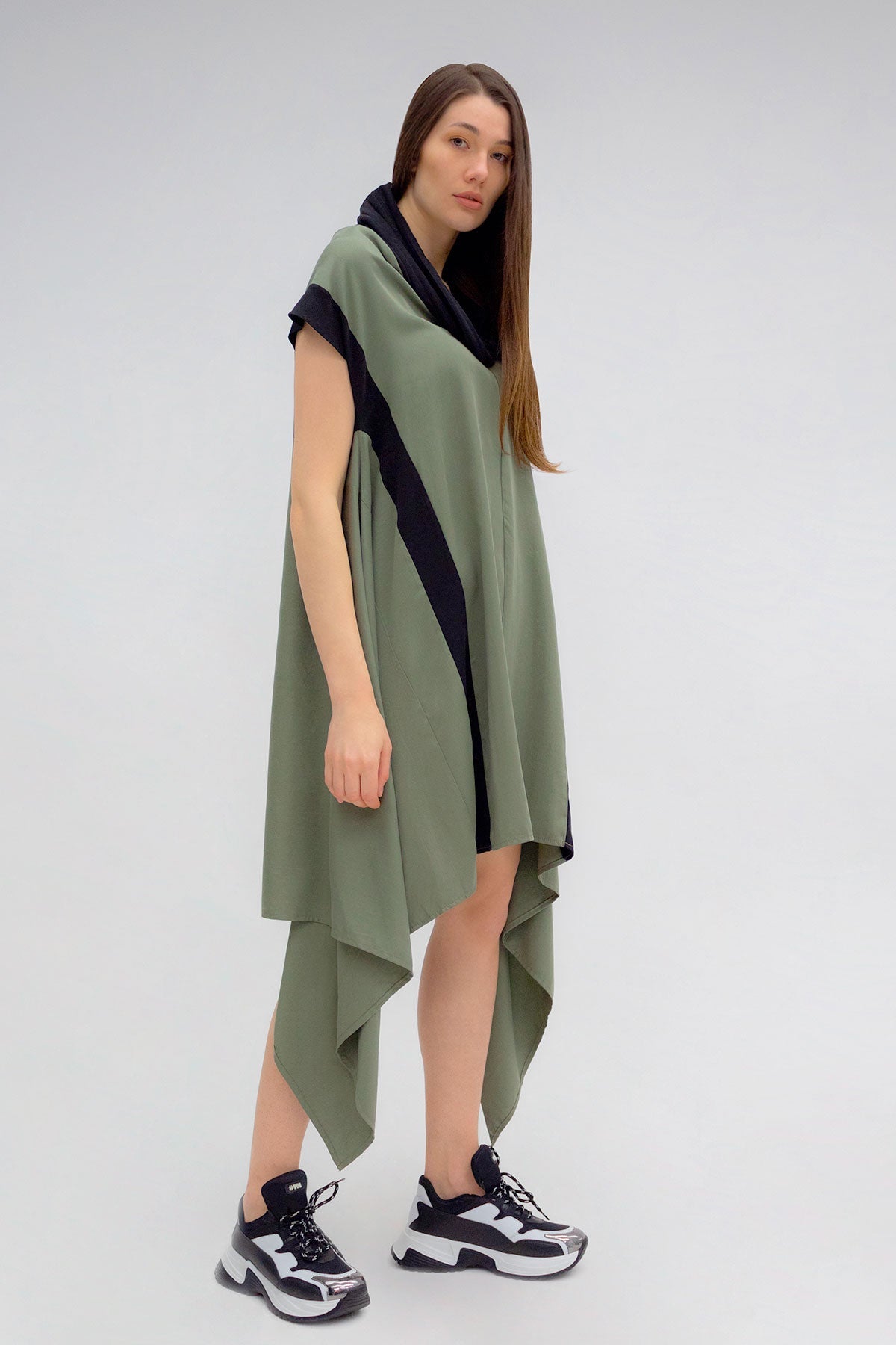 Haki Siyah Elbise 5197