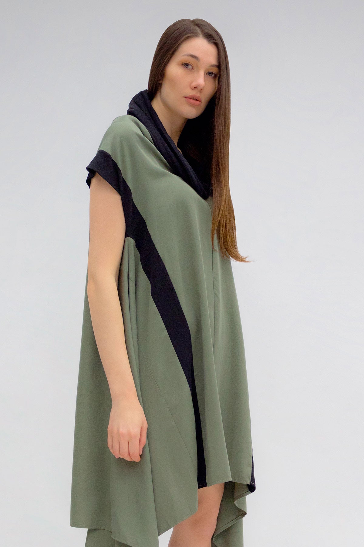 Haki Siyah Elbise 5197