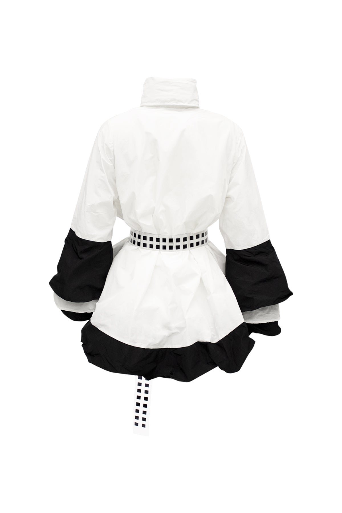 Beyaz Siyah Trençkot 7040