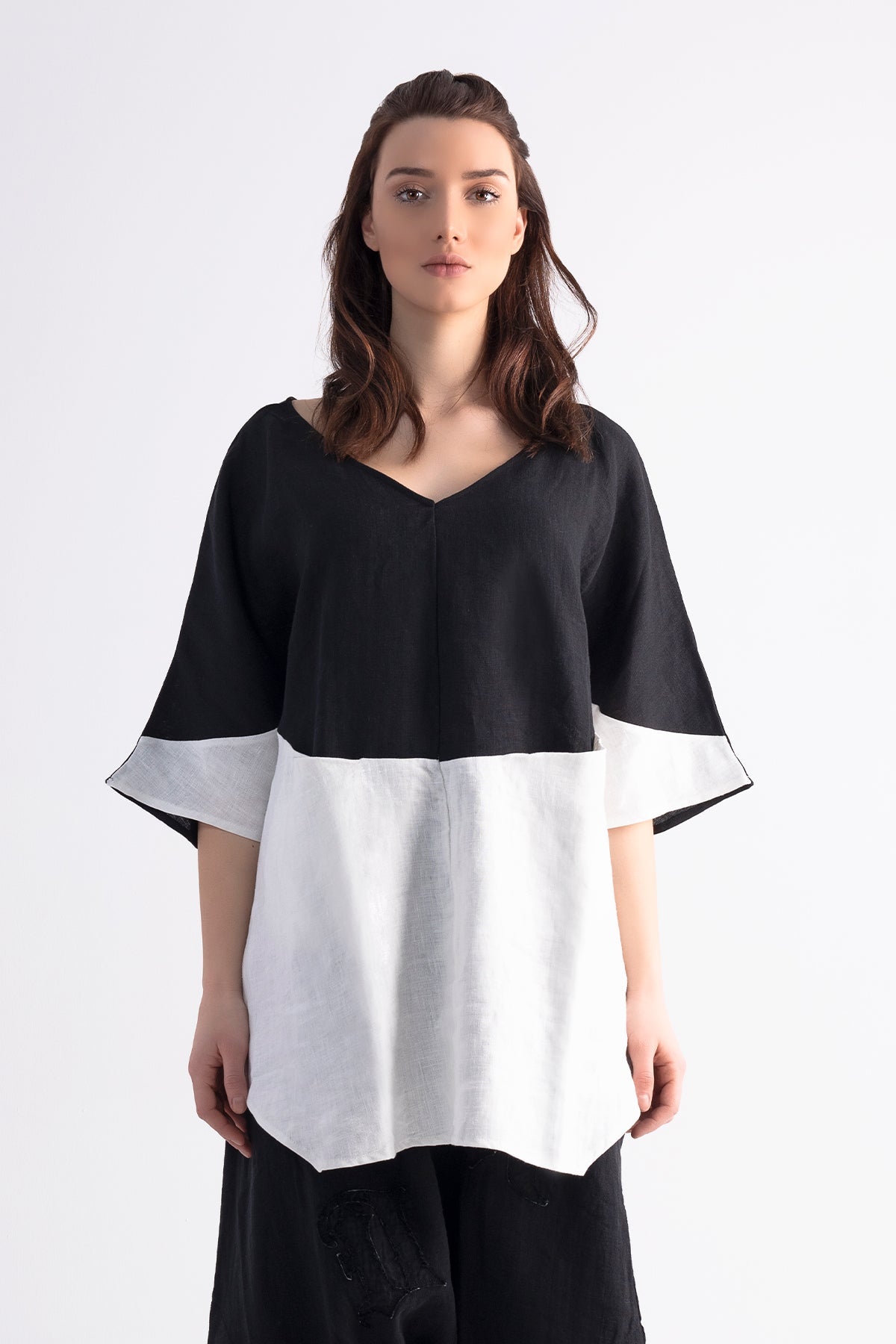 Siyah Beyaz Bluz 7228