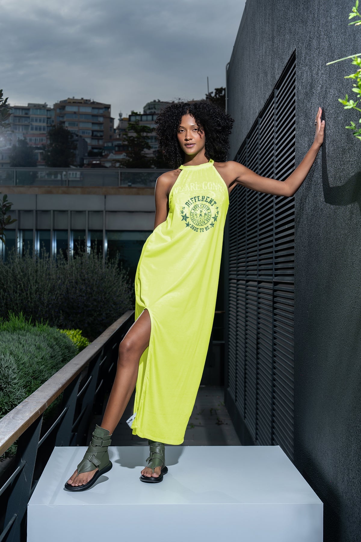 Sari Neon Elbise 15158