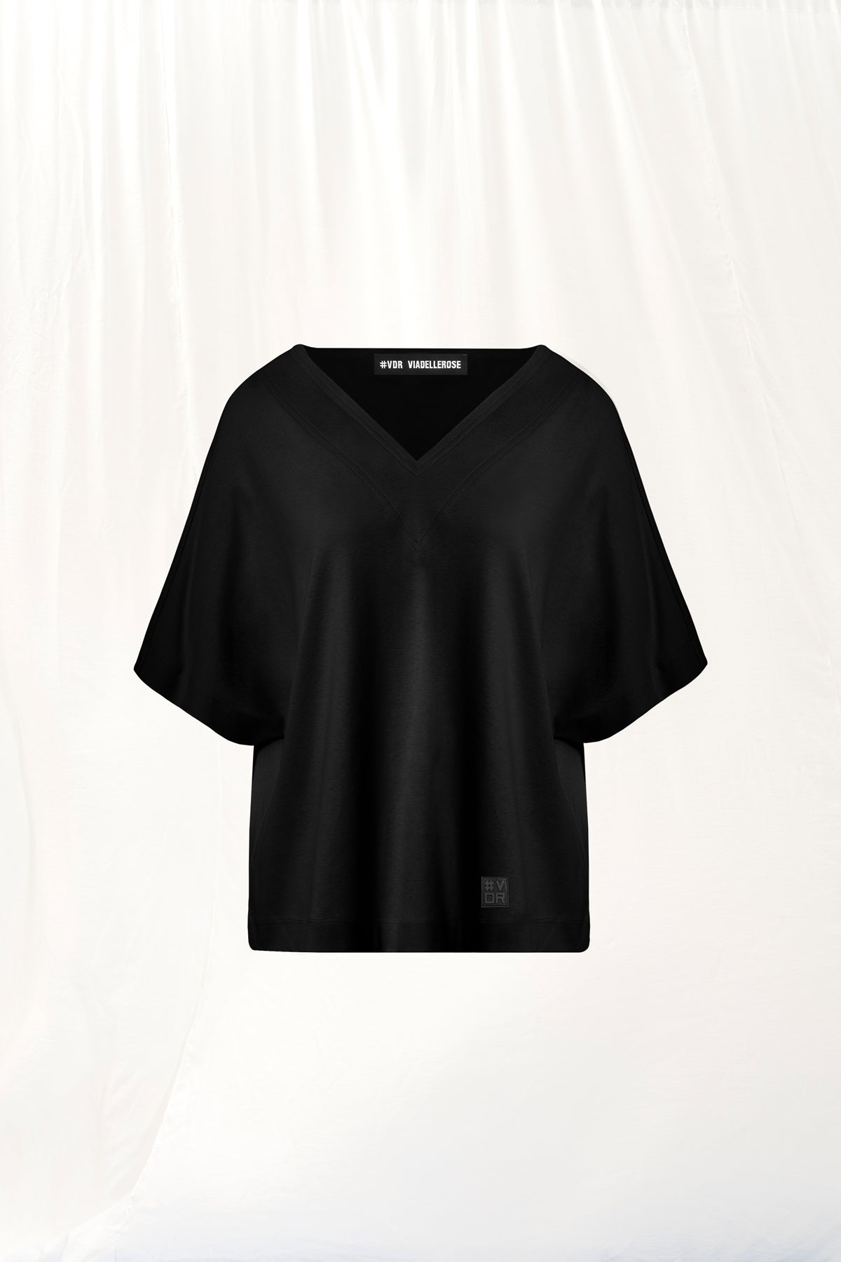 Siyah V-Yakali Interlok T-shirt 17003