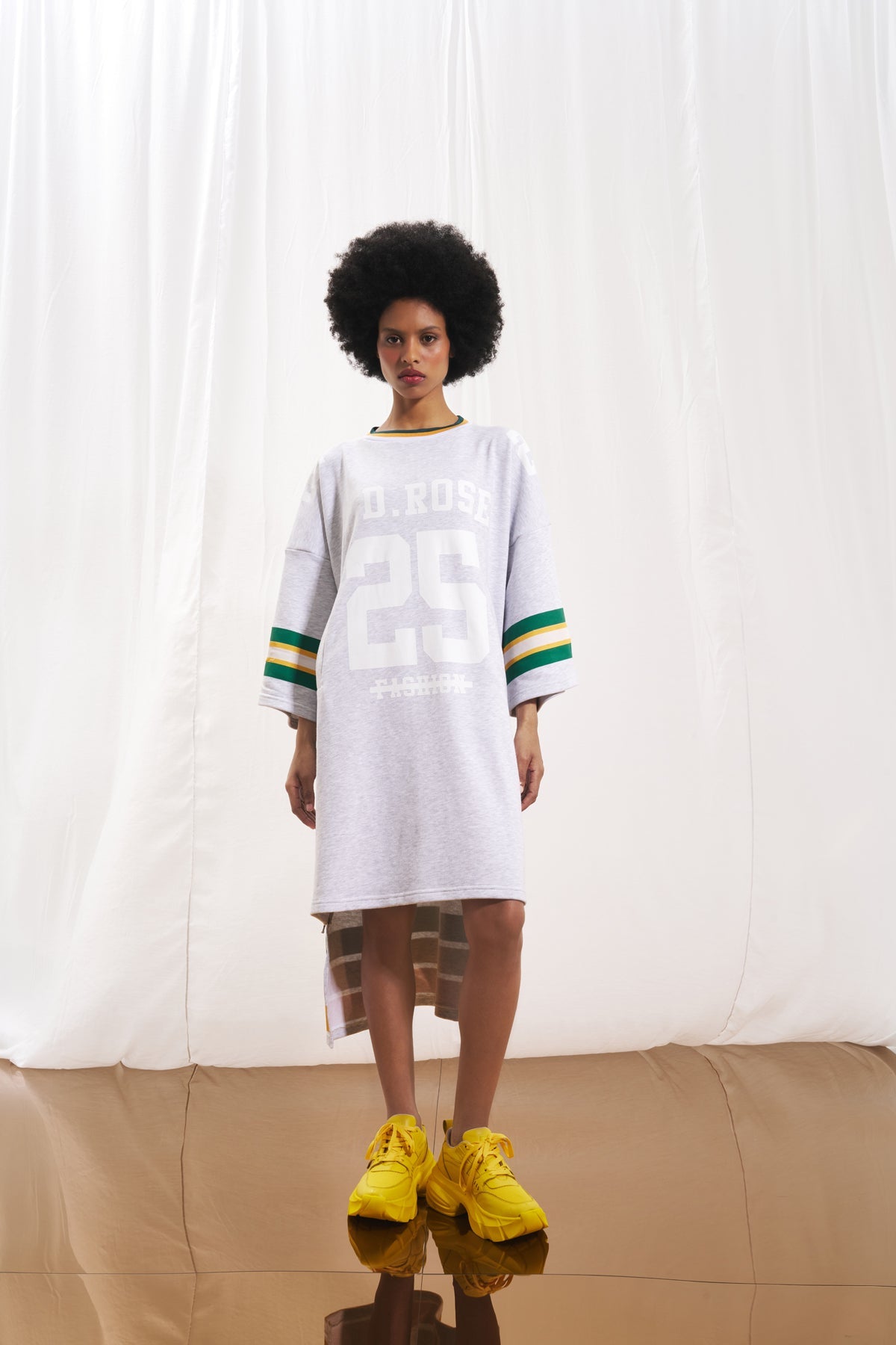 Açik Gri Melanj Baskili Sweatshirt Elbise 17027