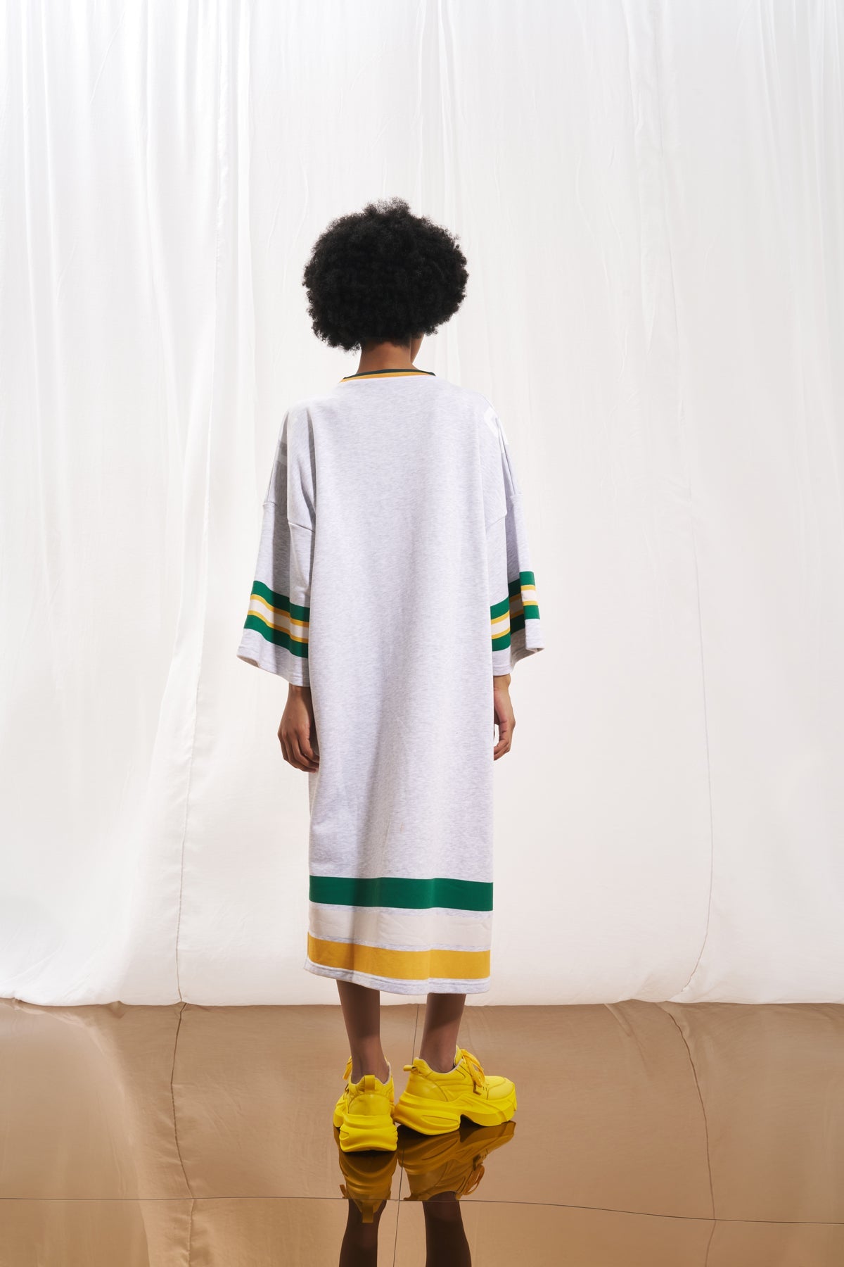 Açik Gri Melanj Baskili Sweatshirt Elbise 17027