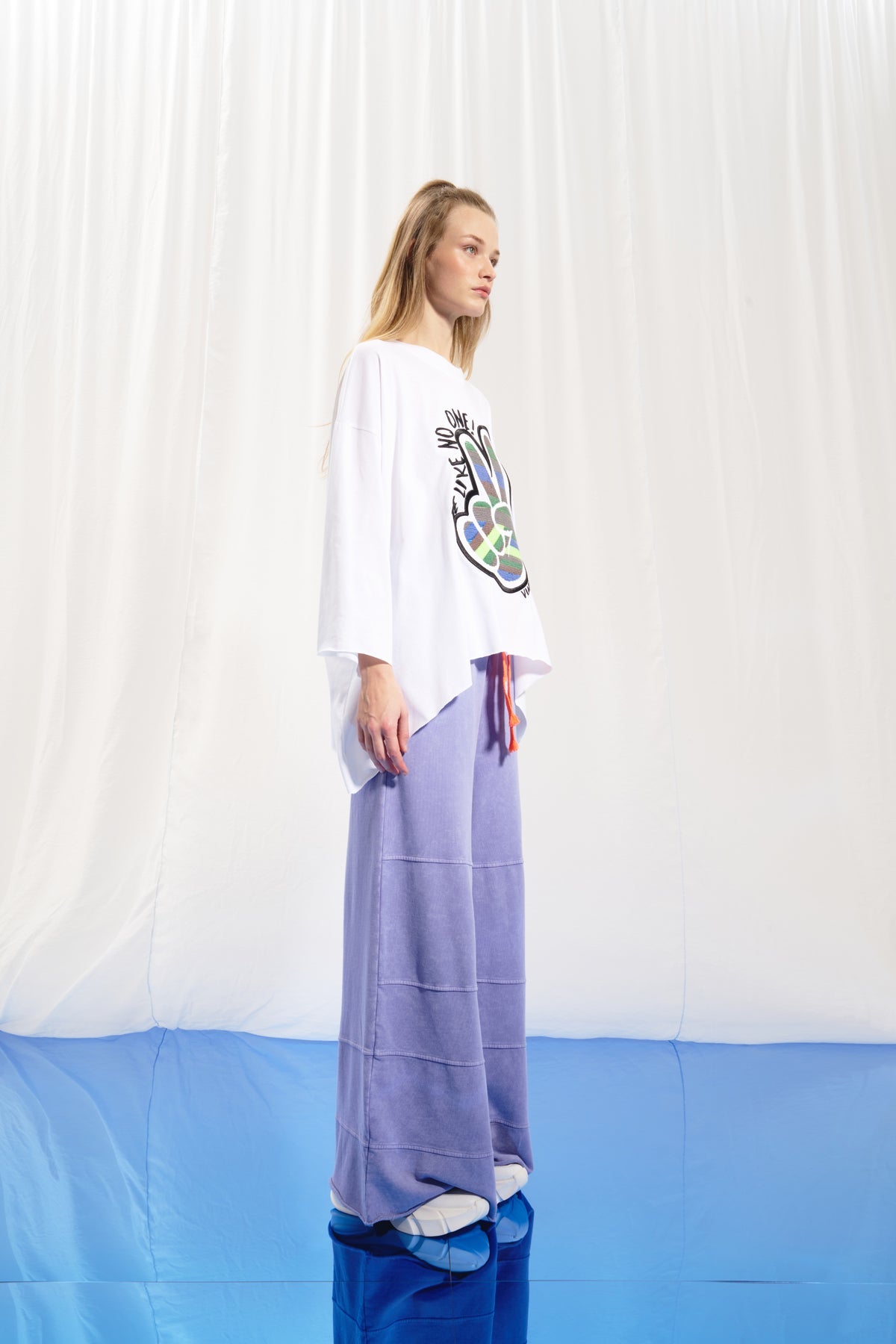 Lila Wide-Leg Pamuklu Pantolon 17045