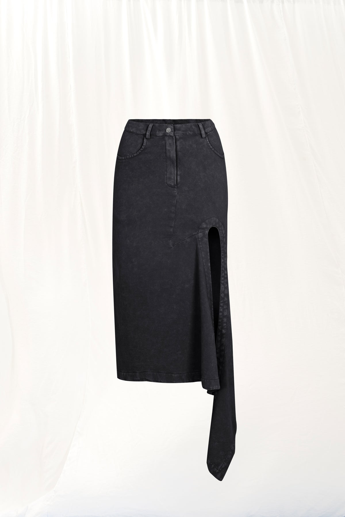 Siyah Asimetrik Midi Etek 17046