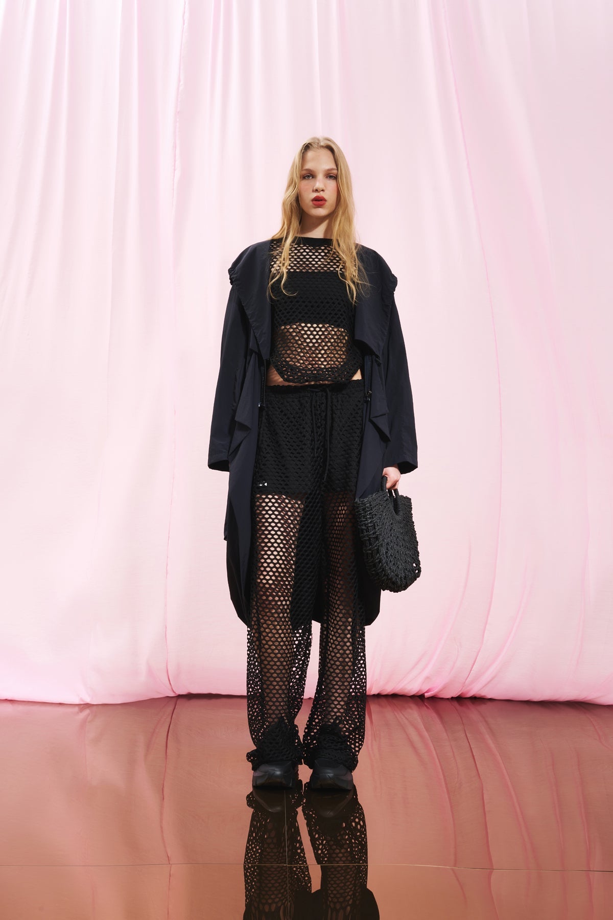 Siyah Crop file T-shirt 17057