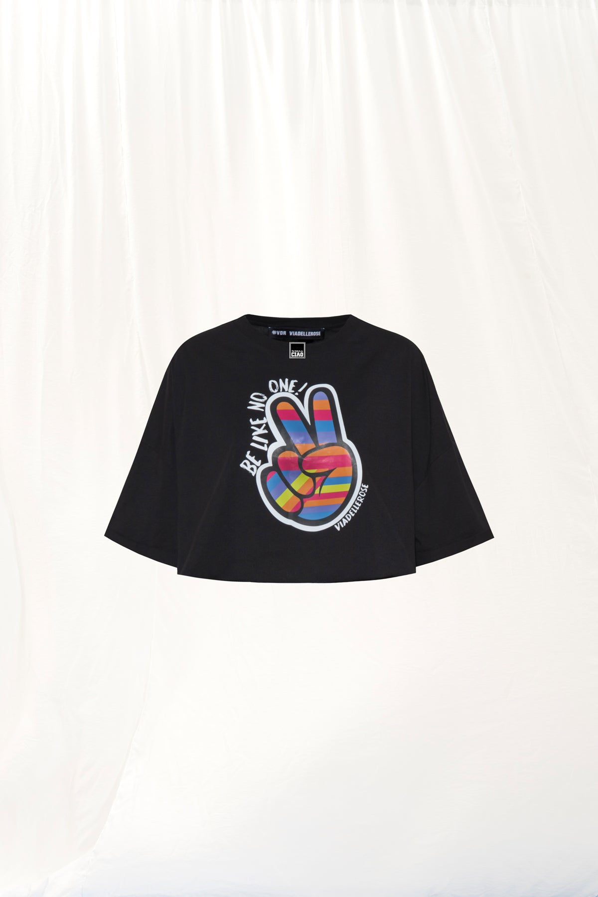 Siyah Baskılı Crop T-Shirt 17065