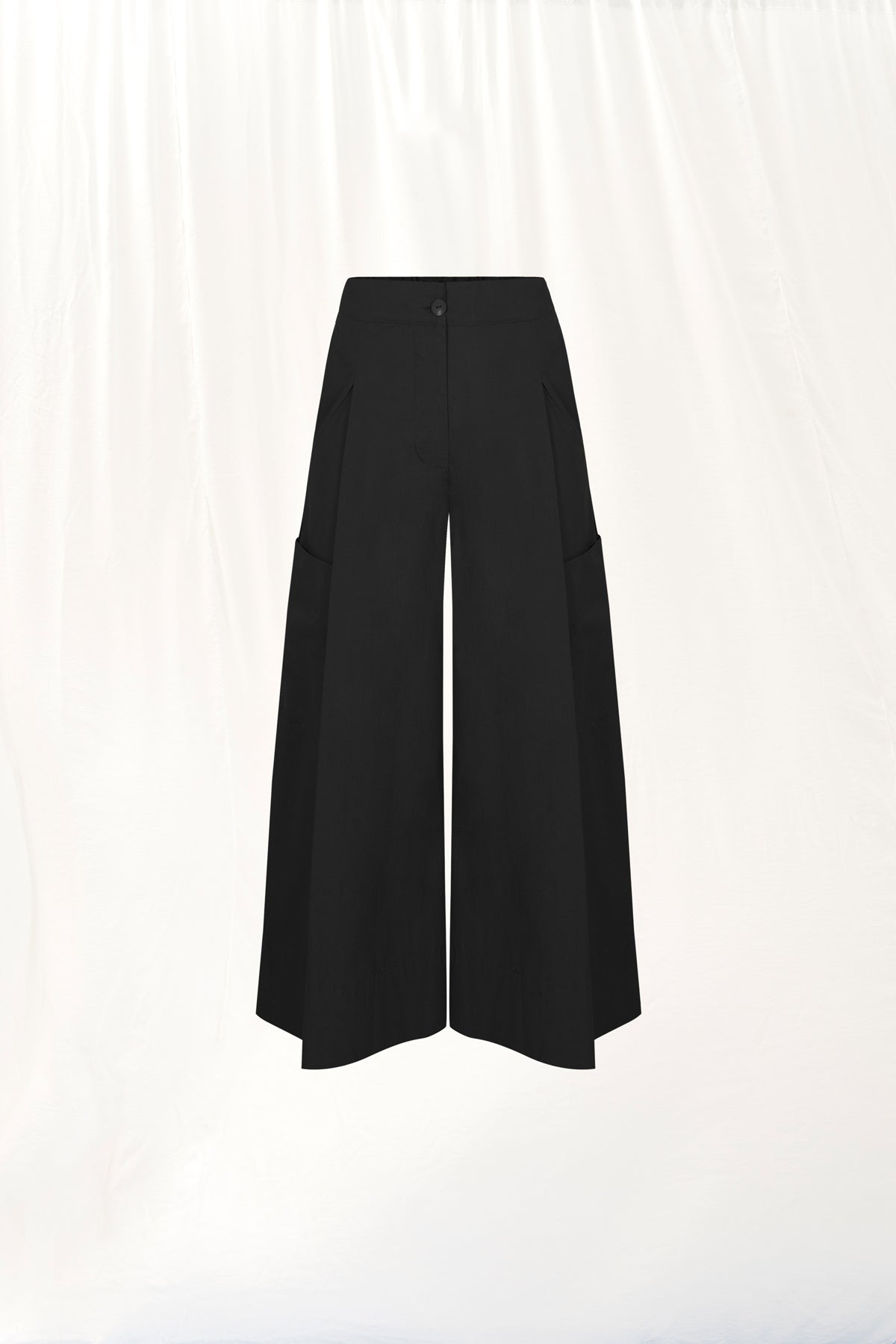 Siyah Wide-Leg Piliseli Pantolon 17098
