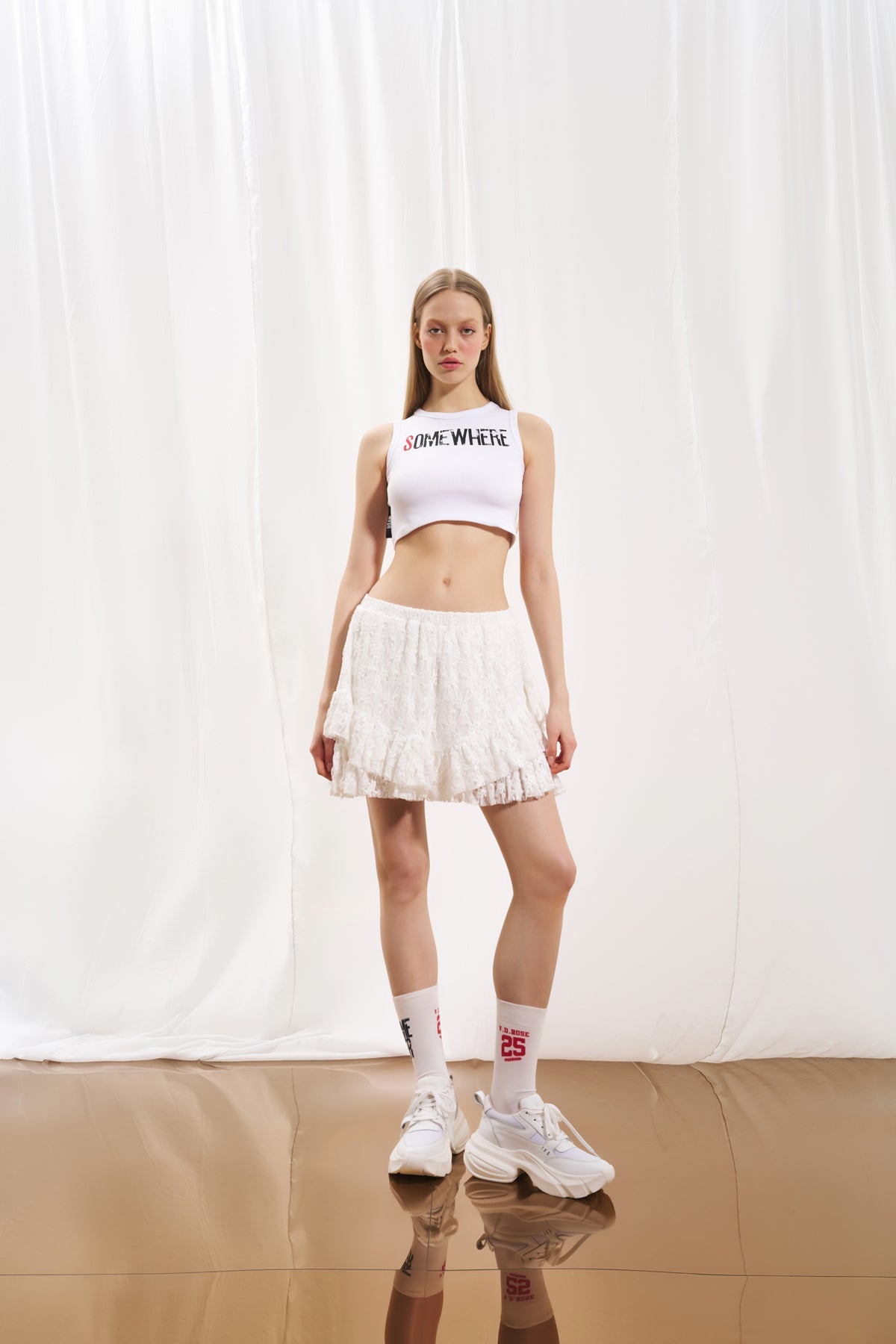 White Lace Mini Skirt 17135