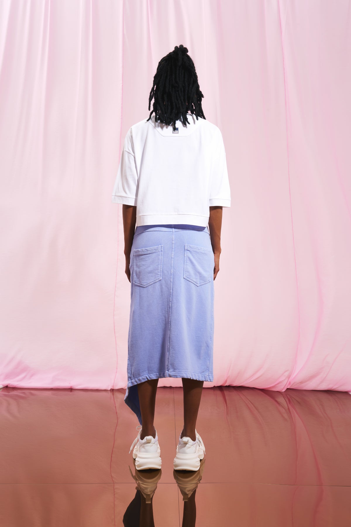 Beyaz Baskili Crop T-shirt 17155