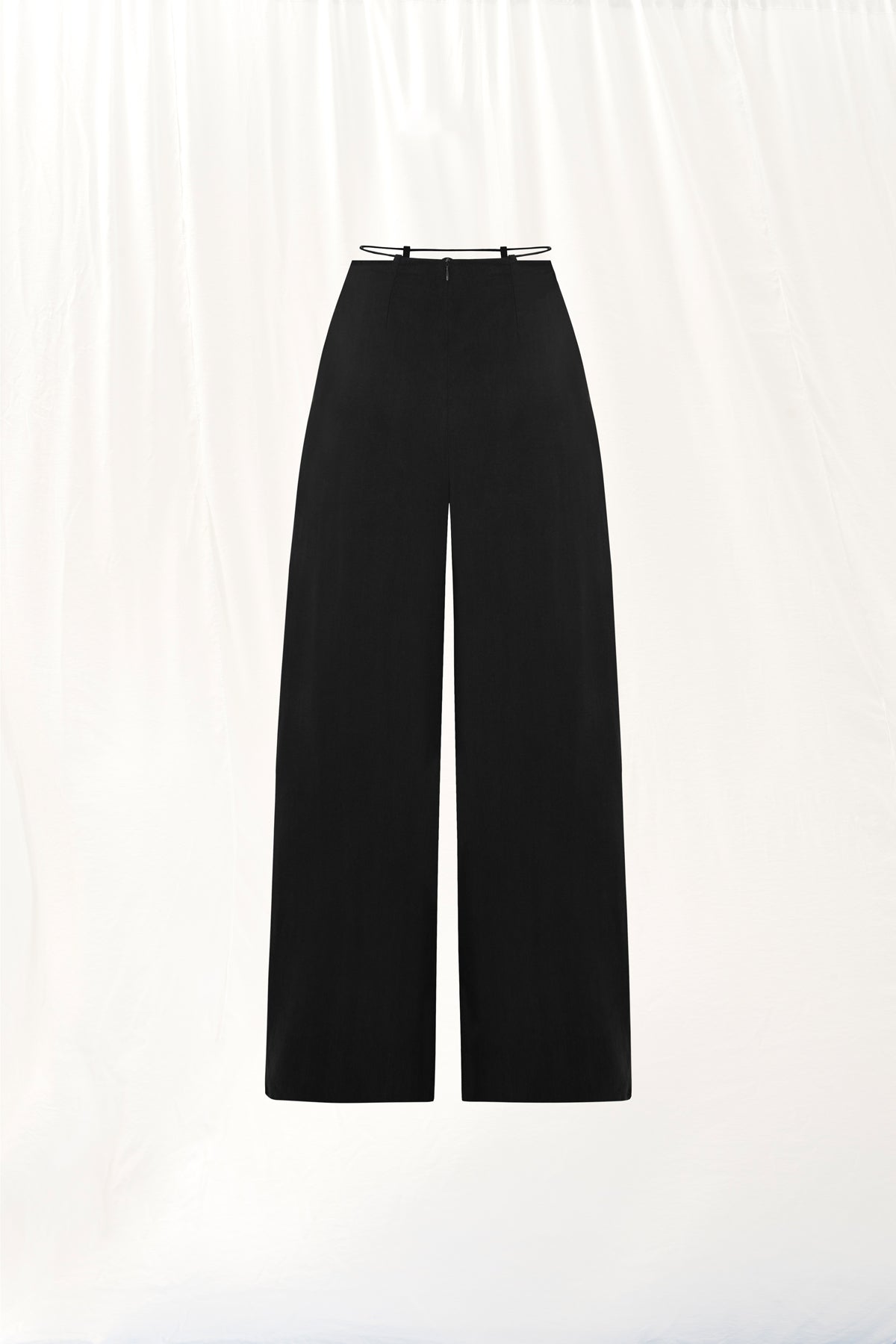 Siyah Piliseli Wide-Leg Pantolon 17207