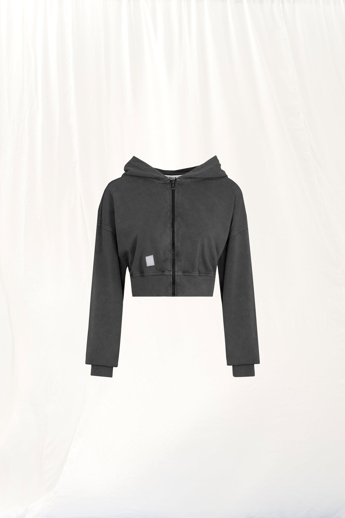 Siyah Fermuarli Crop Sweatshirt 17322