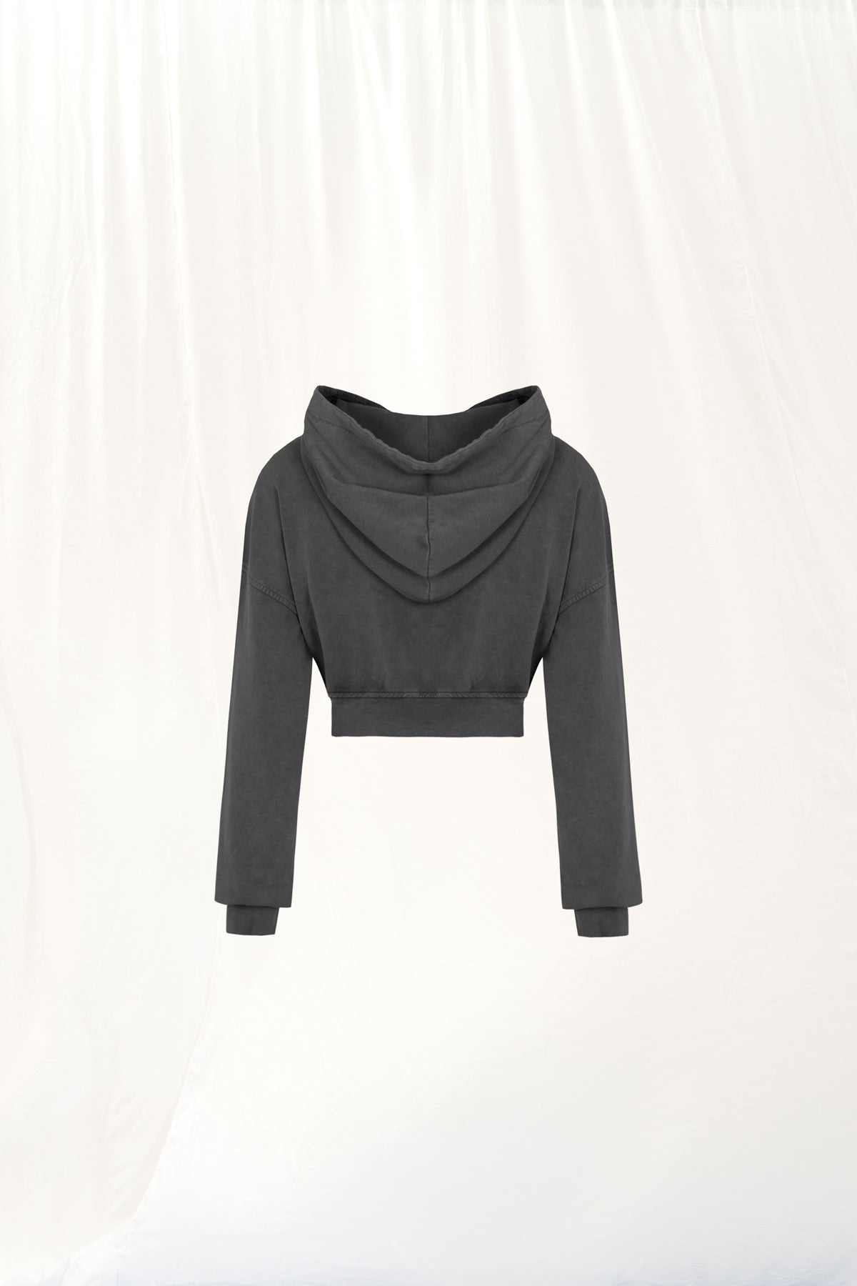 Siyah Fermuarli Crop Sweatshirt 17322