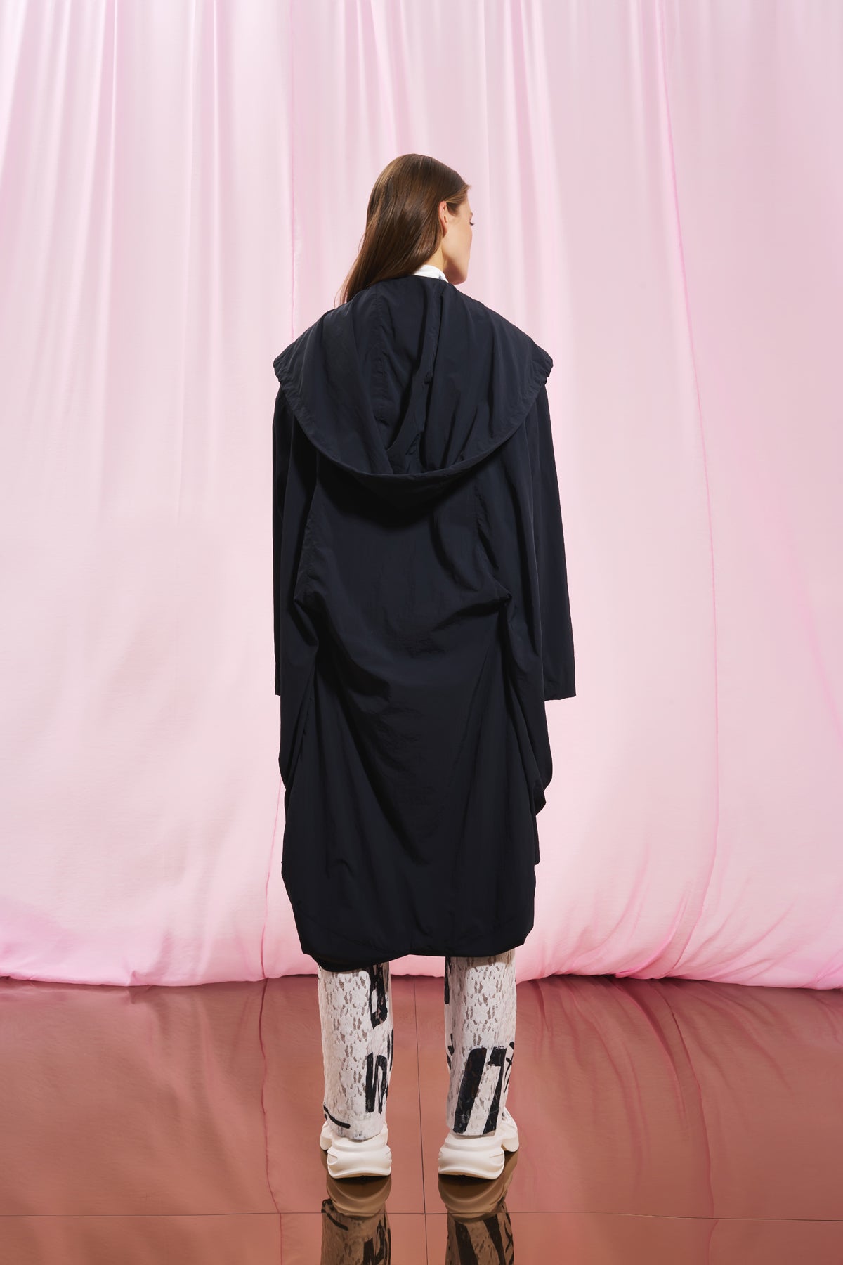 Siyah Kapüsonlu Oversize Trençkot 17347