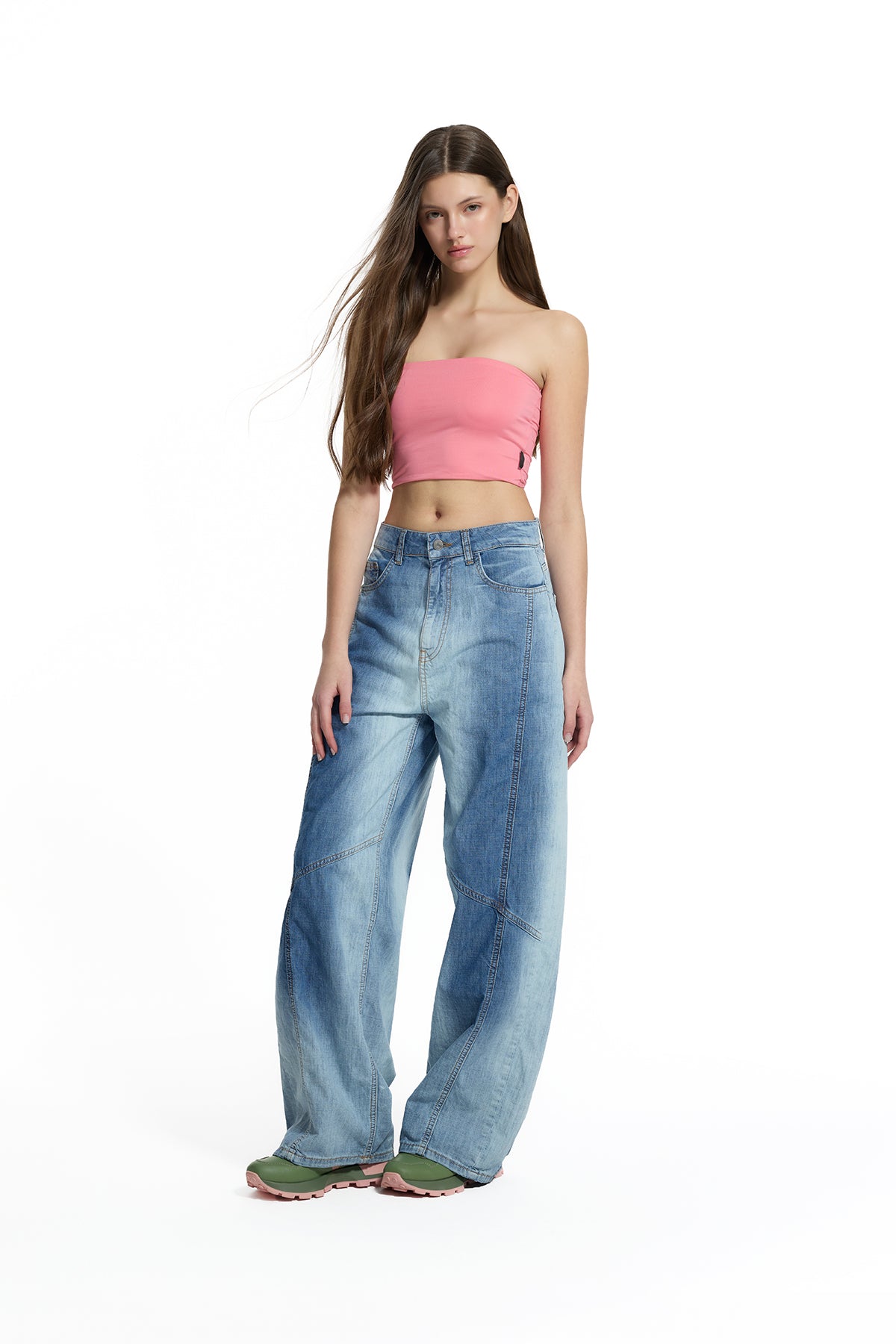 Mavi Yıkamalı Geniş Paça Denim Pantolon 19058