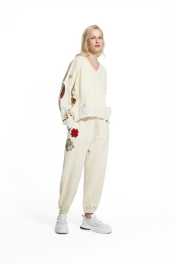Krem Arma Patch Detaylı Jogger Pantolon 19098