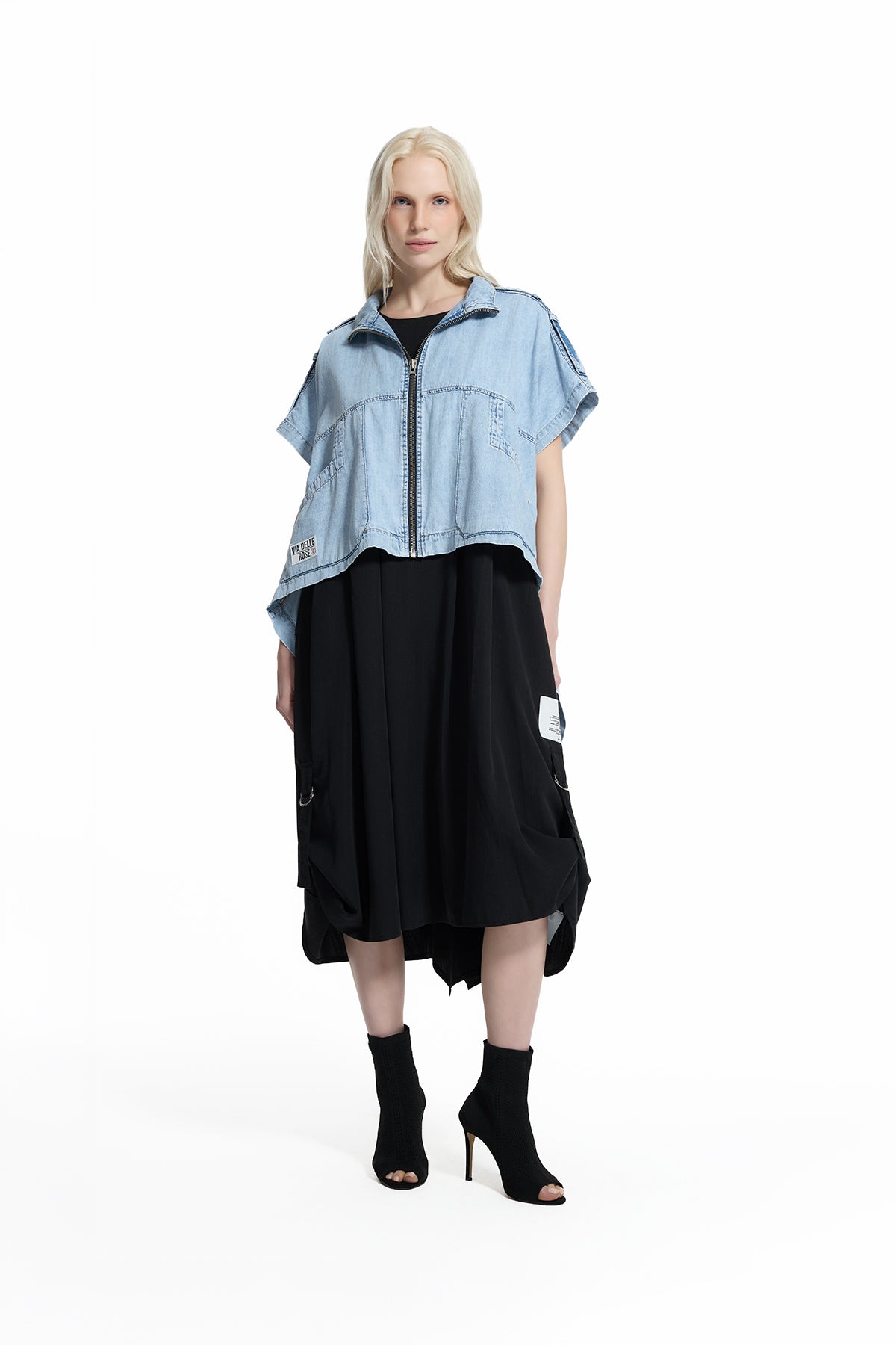 Buz Mavisi Asimetrik Denim Ceket 19121