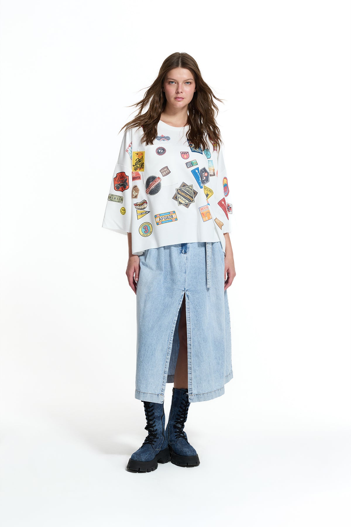 Buz Mavisi Kemerli Culotte Denim Etek 19123