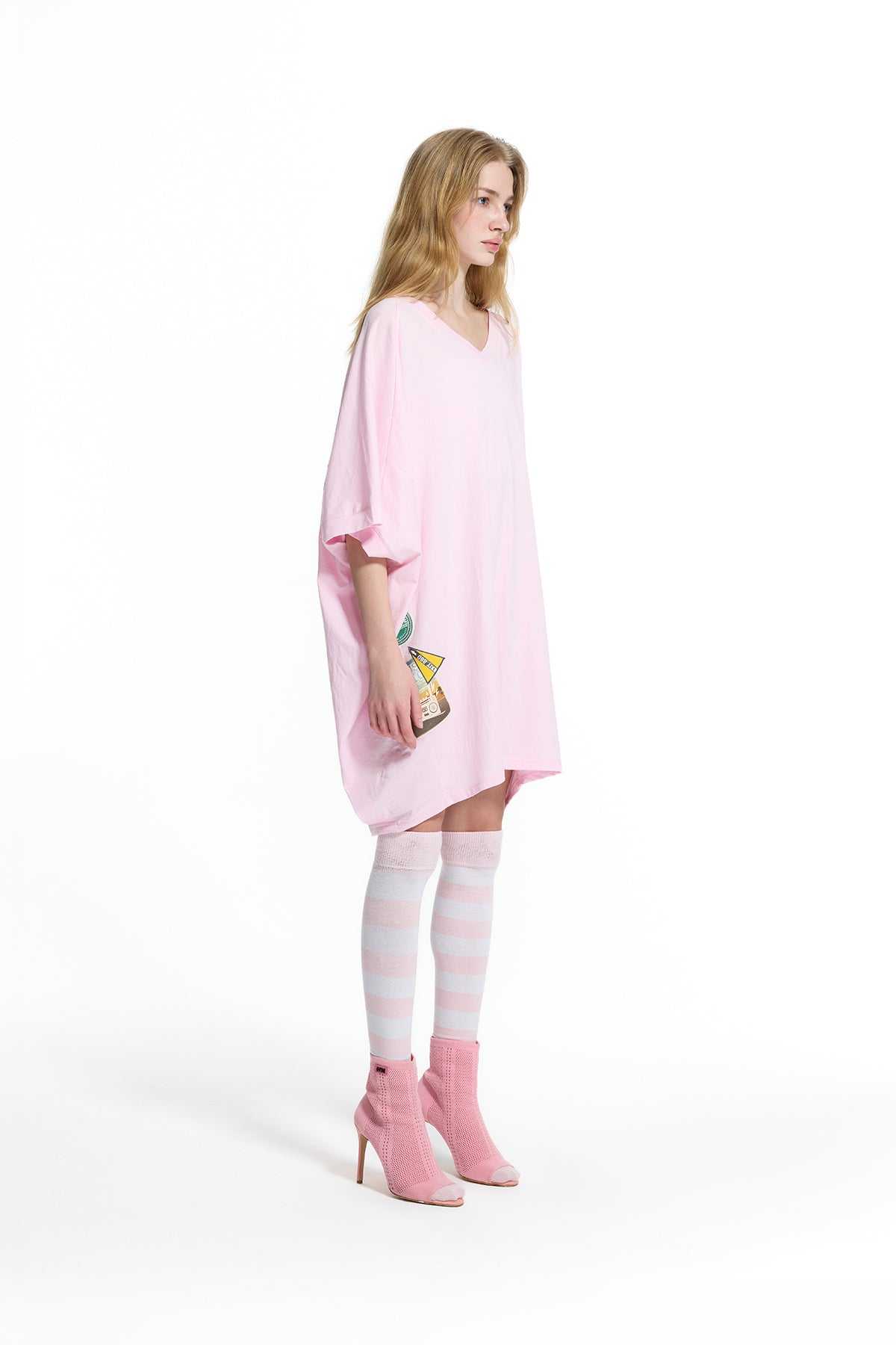 Pembe Baskılı Oversize Tunik 19157
