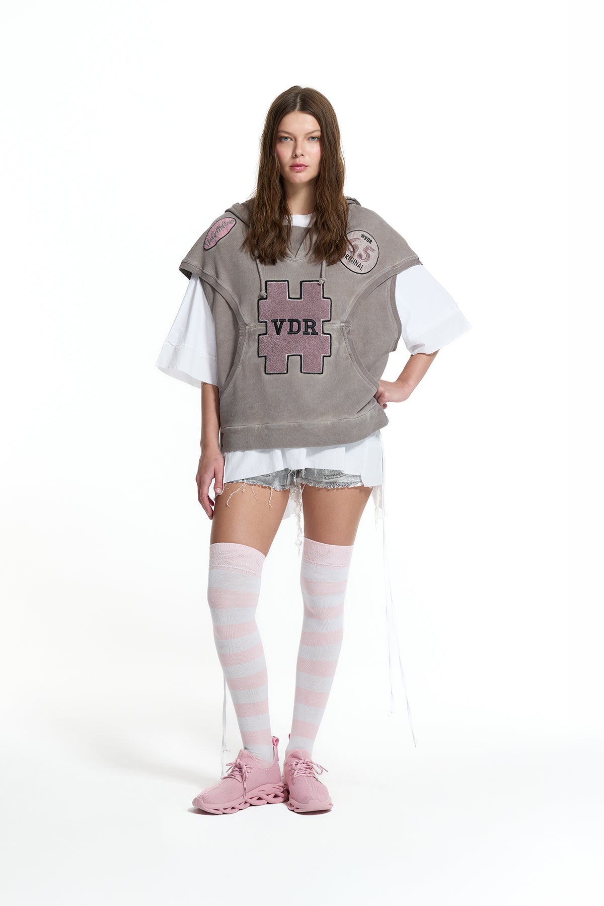 Vizon Patch Detaylı Kolsuz Kapüşonlu Sweatshirt 19193