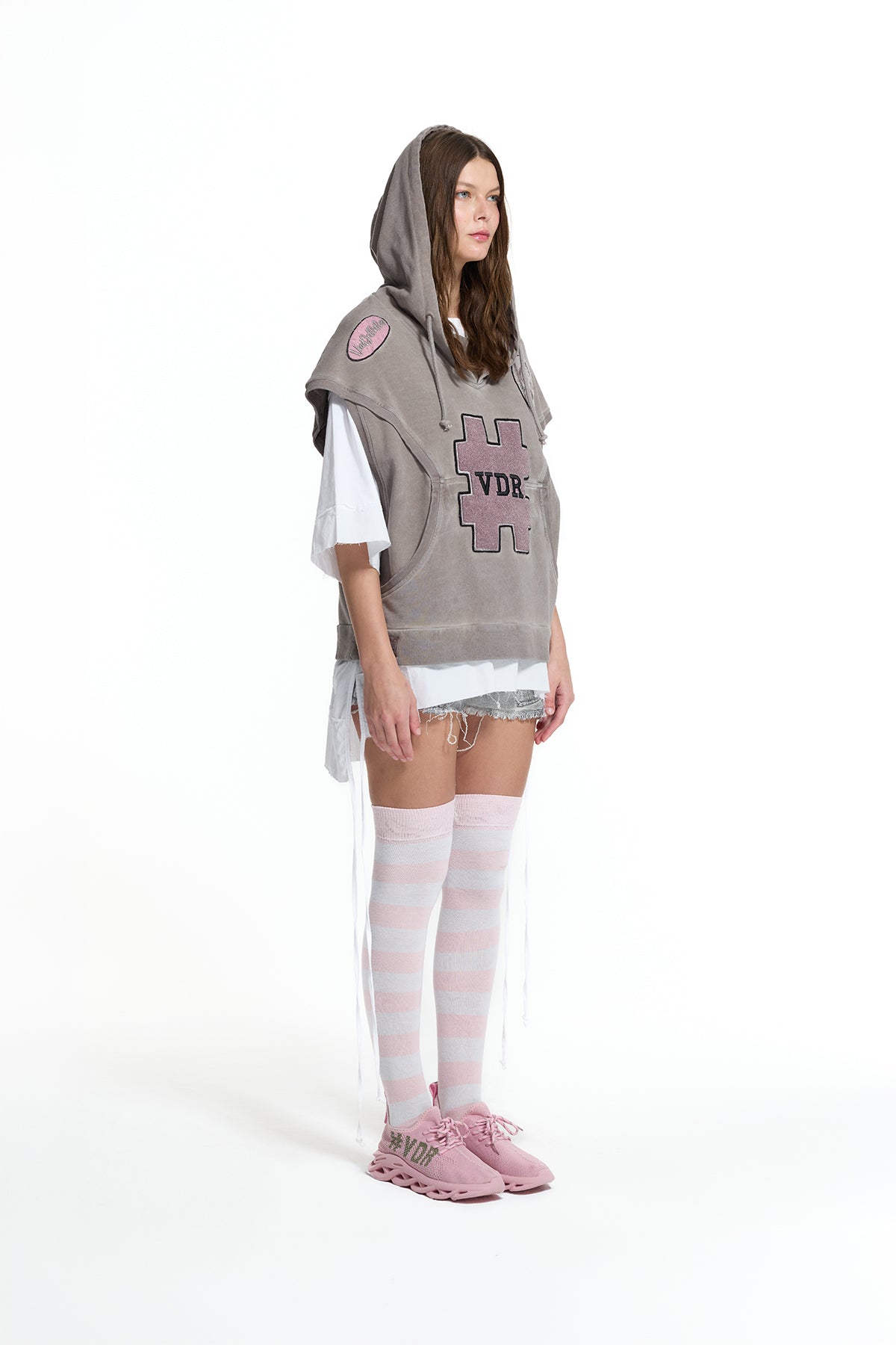 Vizon Patch Detaylı Kolsuz Kapüşonlu Sweatshirt 19193