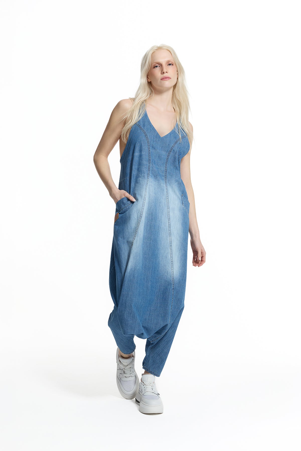 Mavi Balon Siluet Denim Tulum 19198