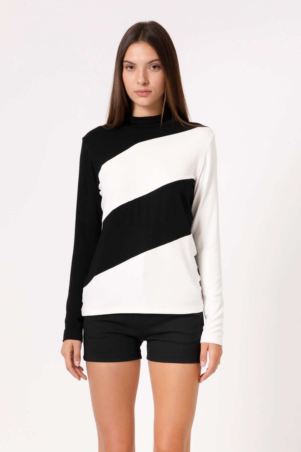 Siyah Krem Uzun T-shirt 4295