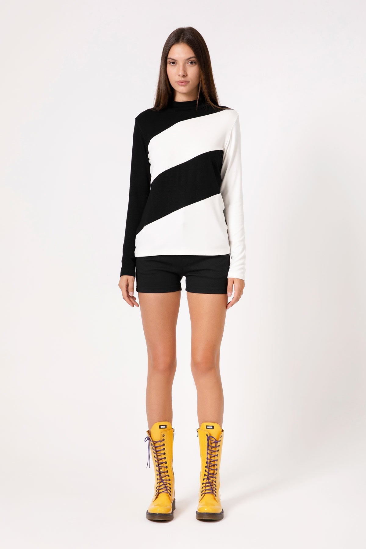 Siyah Krem Uzun T-shirt 4295