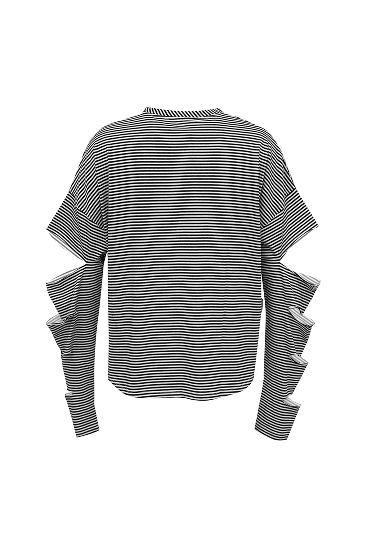 Siyah Beyaz Uzun T-shirt 6332