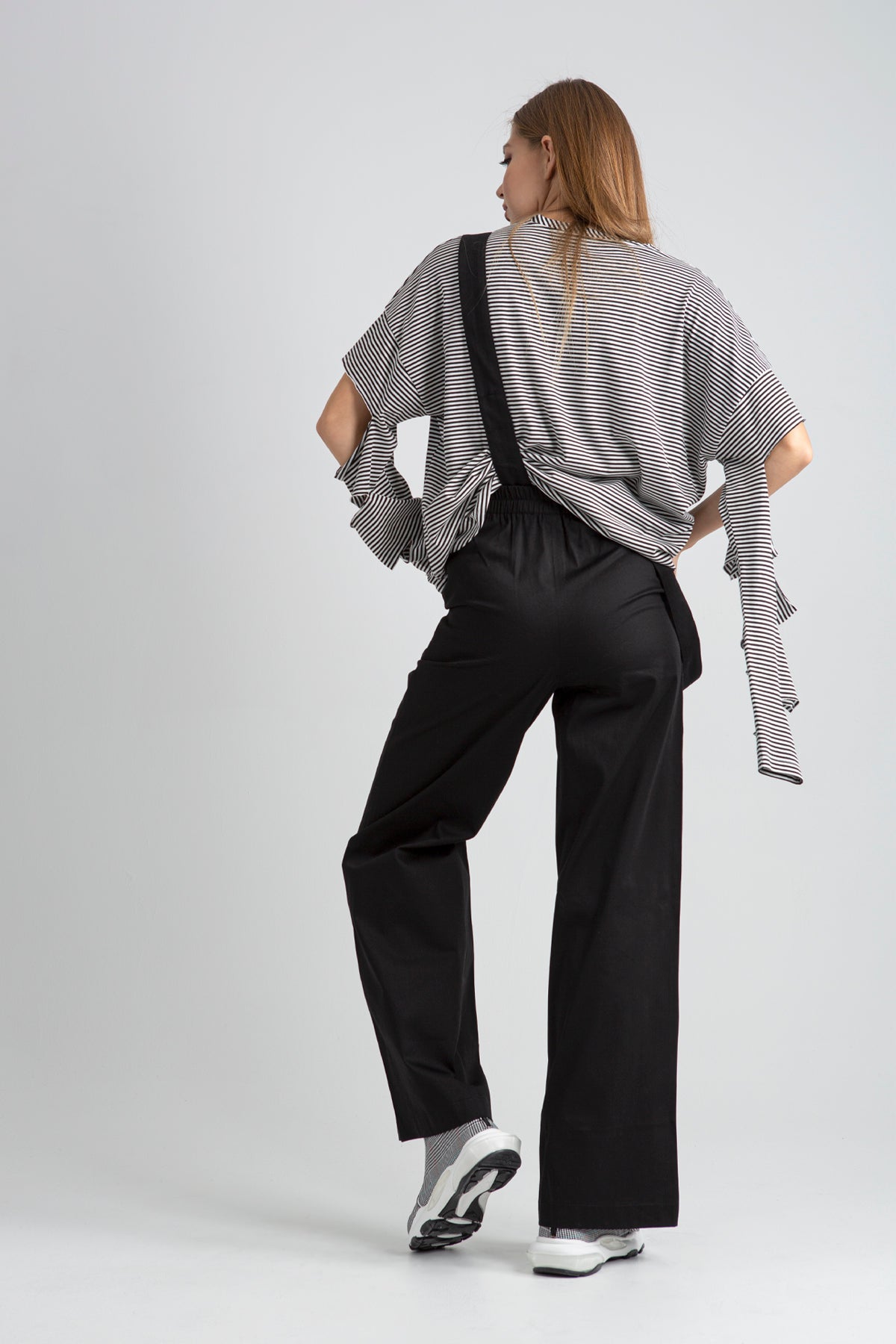 Siyah Beyaz Uzun T-shirt 6332