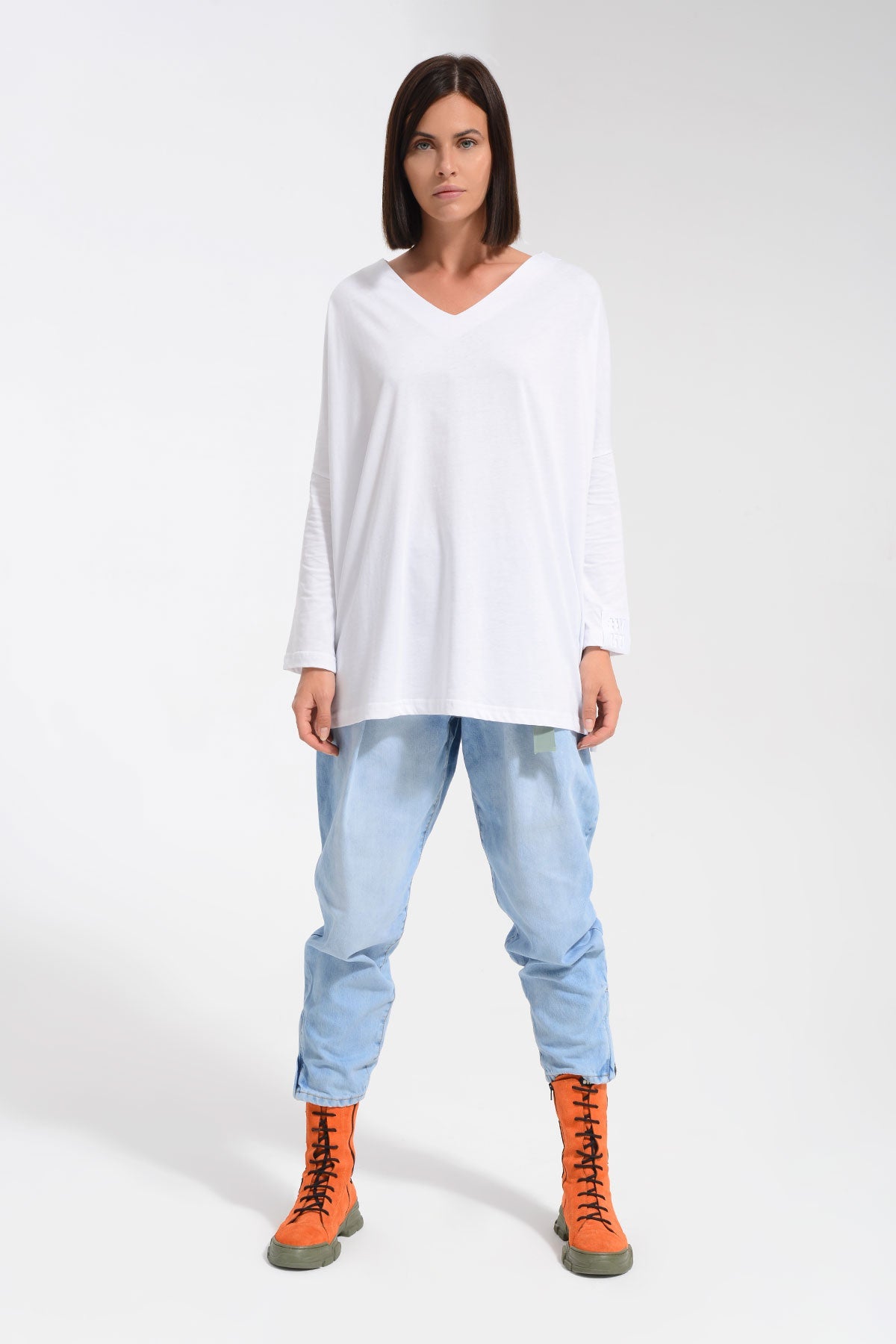 Beyaz  Uzun T-shirt 8102