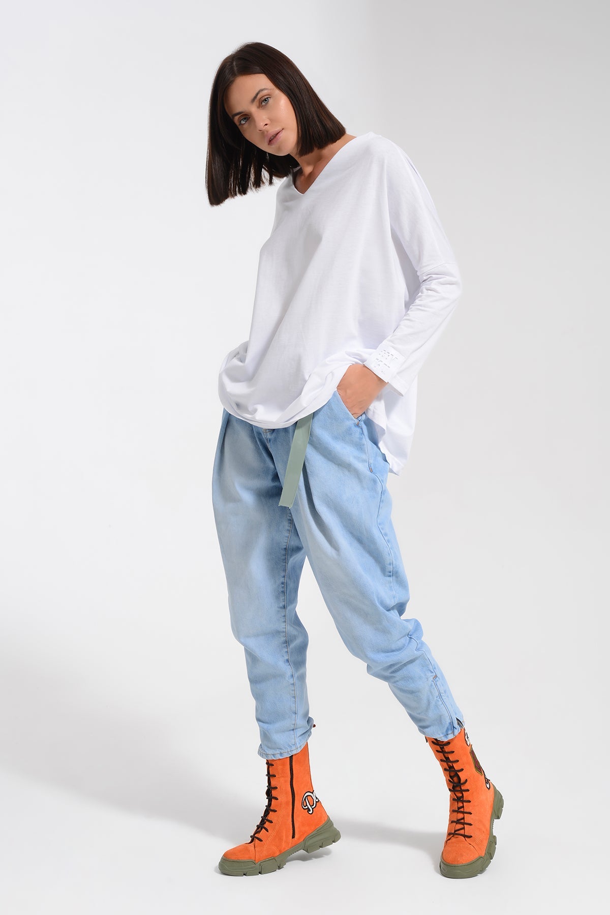 Beyaz Uzun T-shirt 8102