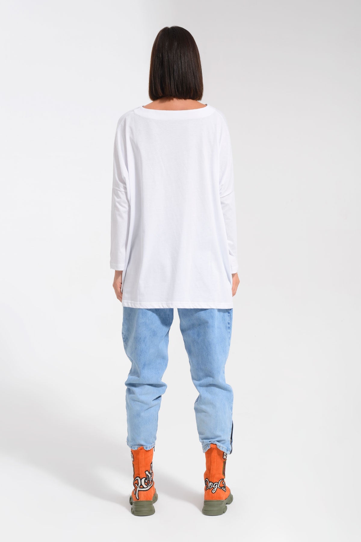 Beyaz Uzun T-shirt 8102